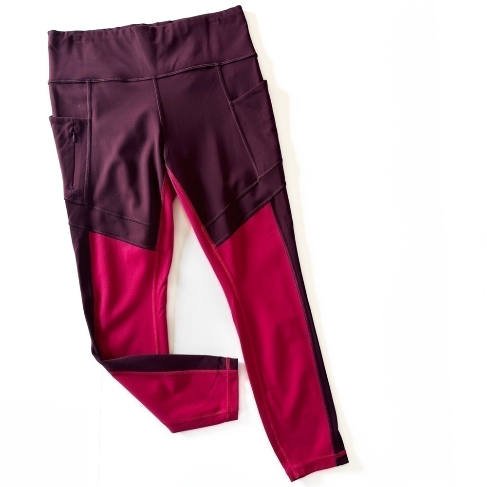 Athleta Womens Medium High Waisted Maroon Pink 7/8 Leggings
